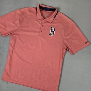Boston Red Sox Nike Dri-Fit Polo Mens Medium Golf Red Short‎ Sleeve MLB Baseball
